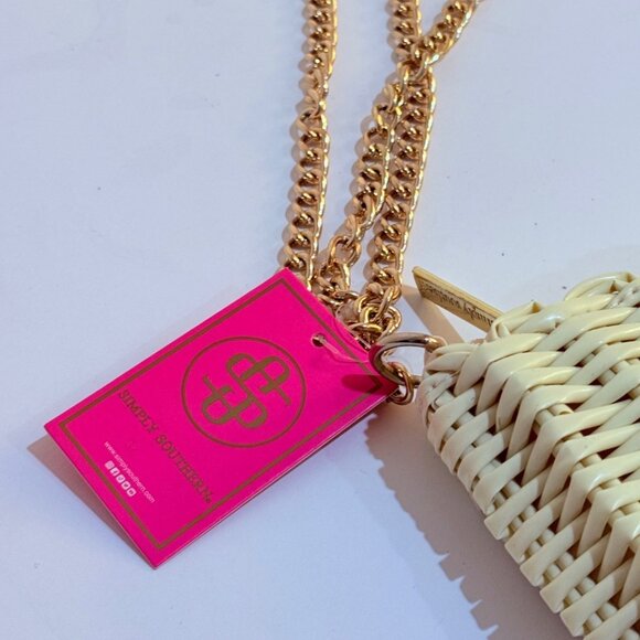 Simply Southern Key Largo Crossbody Cream Gold Tone Chain Strap Purse Summertime - Picture 13 of 16